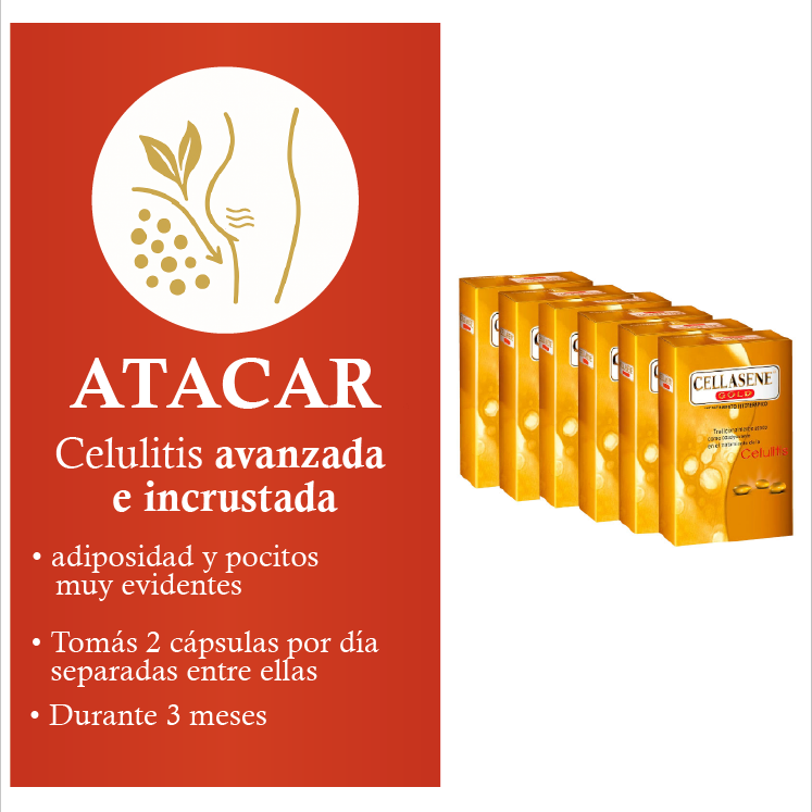 Pack X 6 Cellasene Gold Celulitis - Avanzada E Incrustada - (atacar) Tratamiento De 3 Meses