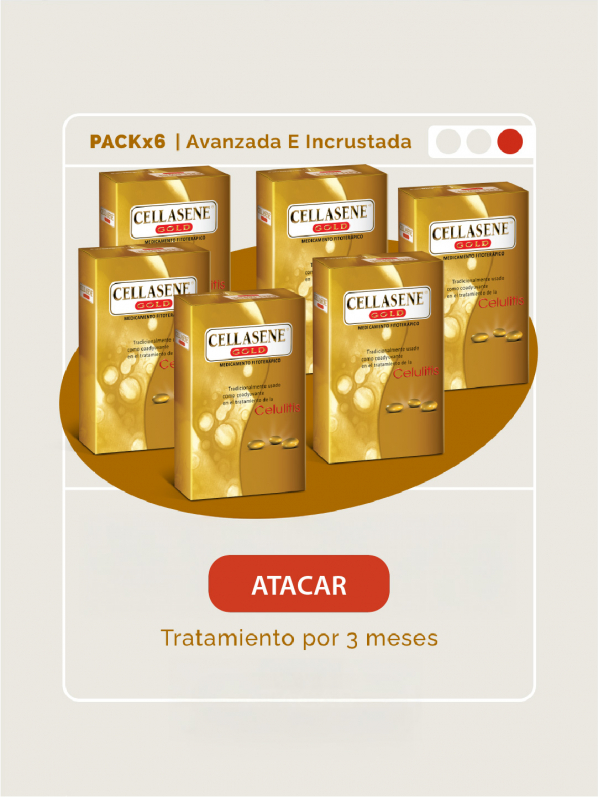 Pack X 6 Cellasene Gold Celulitis - Avanzada E Incrustada - (atacar) Tratamiento De 3 Meses