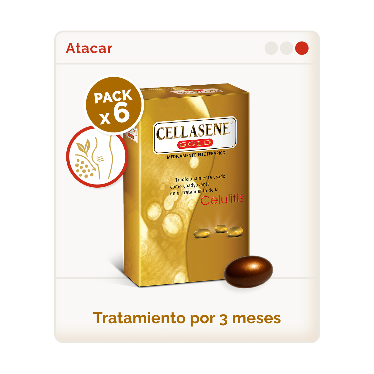 Pack X 6 Cellasene Gold Celulitis - Avanzada E Incrustada - (atacar) Tratamiento De 3 Meses